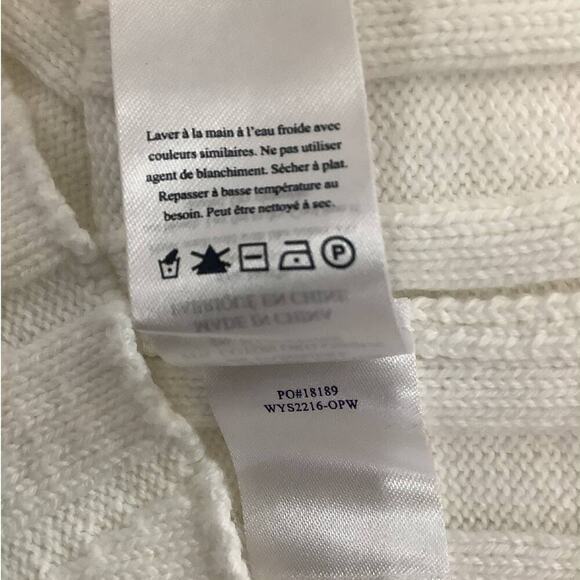 Faherty Game Set Cricket Sweater White Organic Cotton Cashmere Blend Size Small - Picture 12 of 12